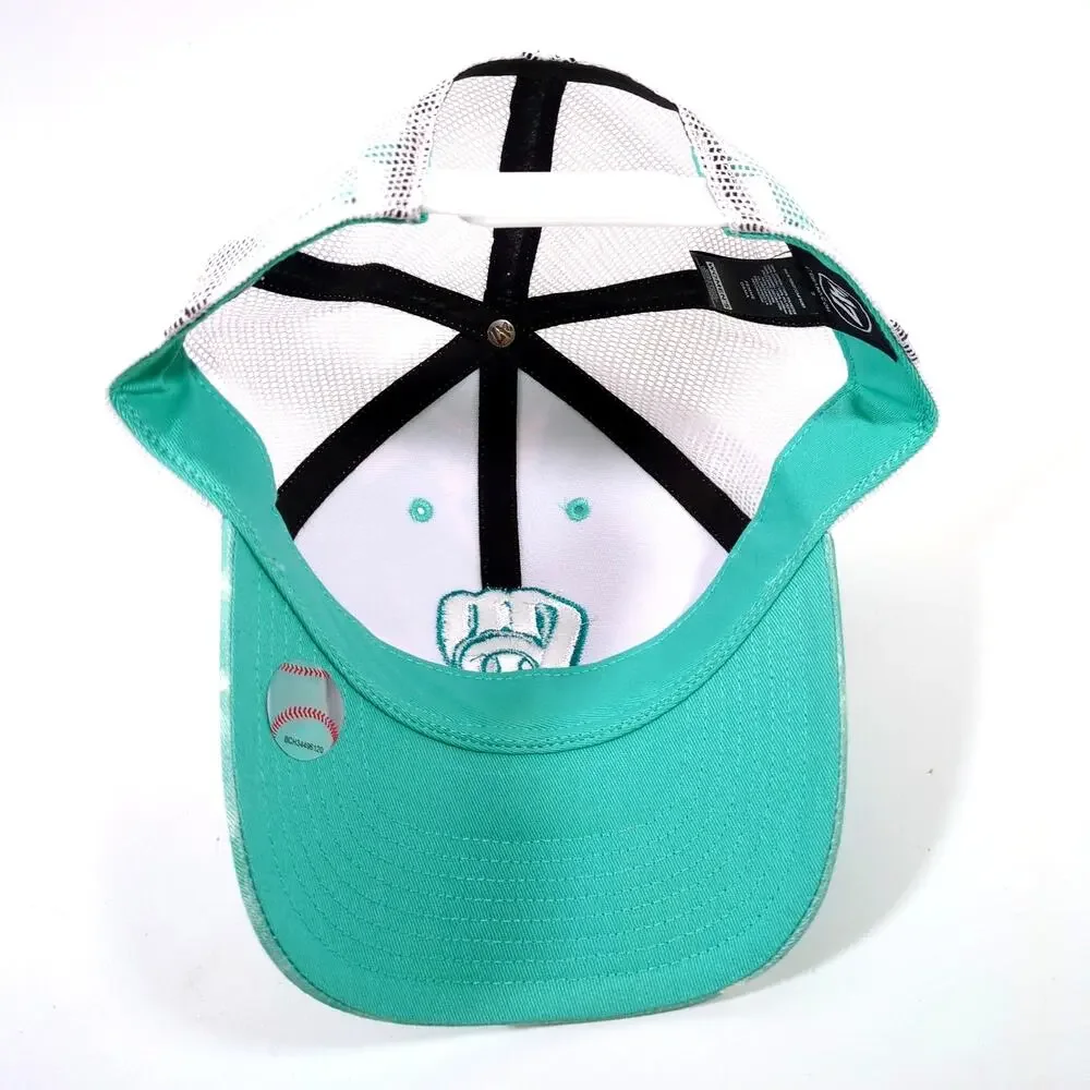 Milwaukee Brewers Women's Teal Camo Mesh Trucker Hat - '47 Brand Snapback - GOOD